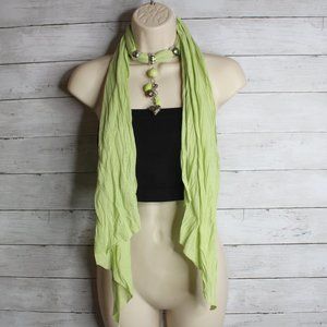 Vintage Women's Fashion Necklace Scarf Green Silver Beads